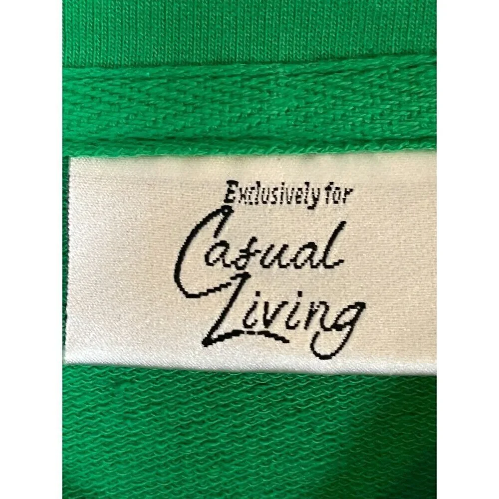 Casual Living Jacket‎ 1X Green Snowman Festive Santa Holiday Granny Preppy Cozy